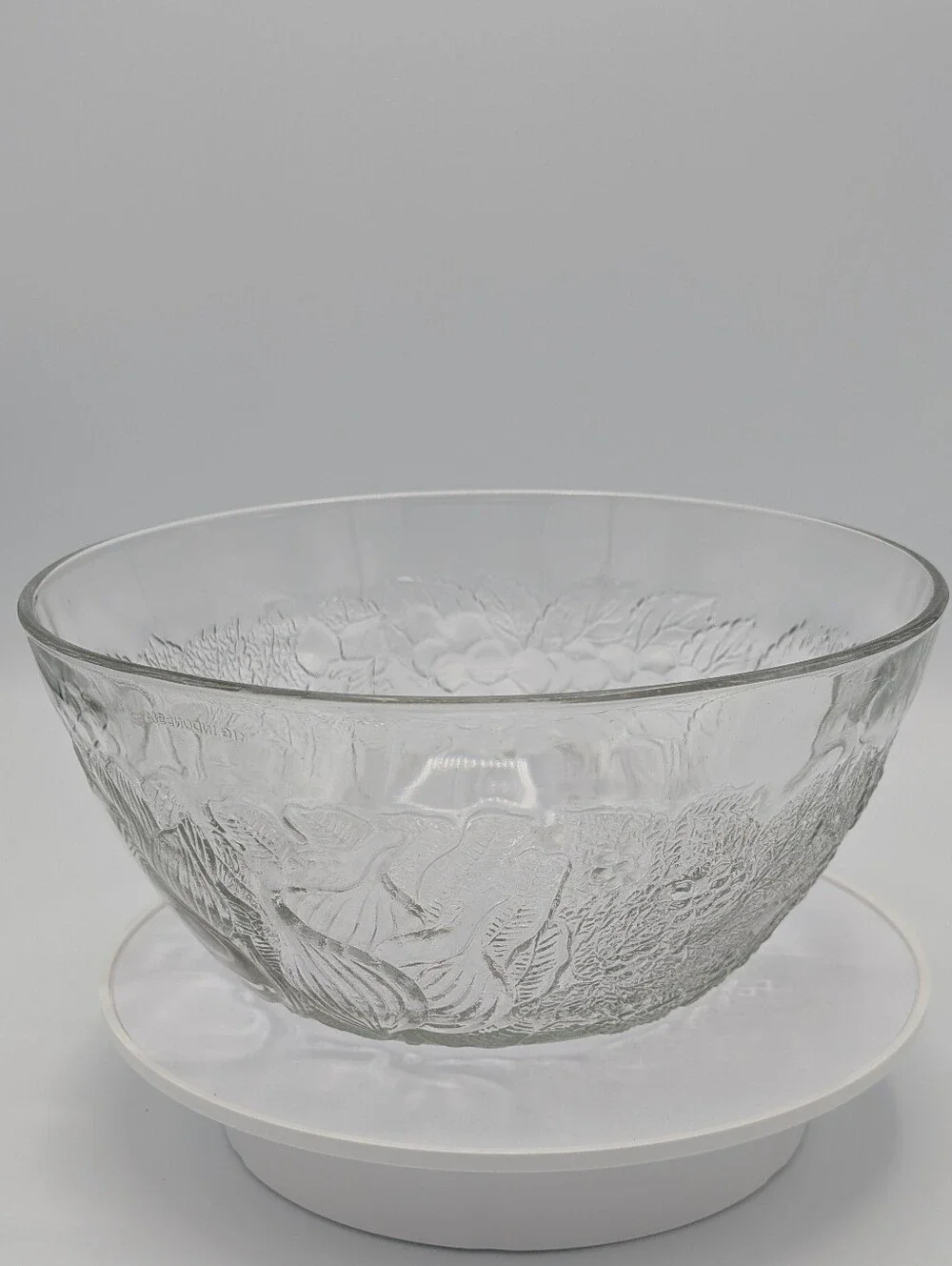 Clear Embossed Glass Serving Bowl